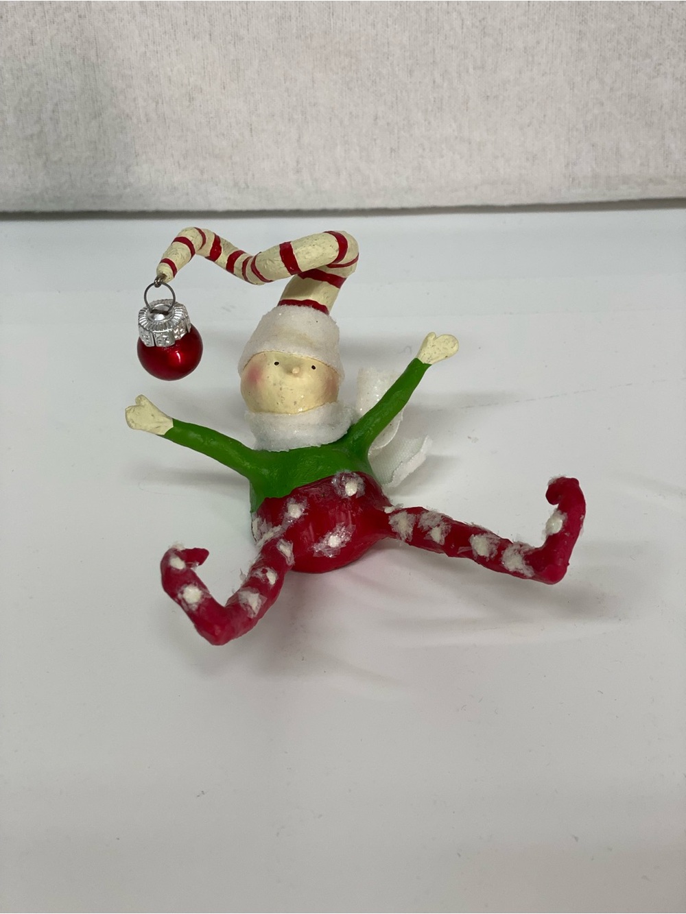 Whimsical figurine ornament Kitschy Christmas Pixie Elf MCM Holiday Collectible